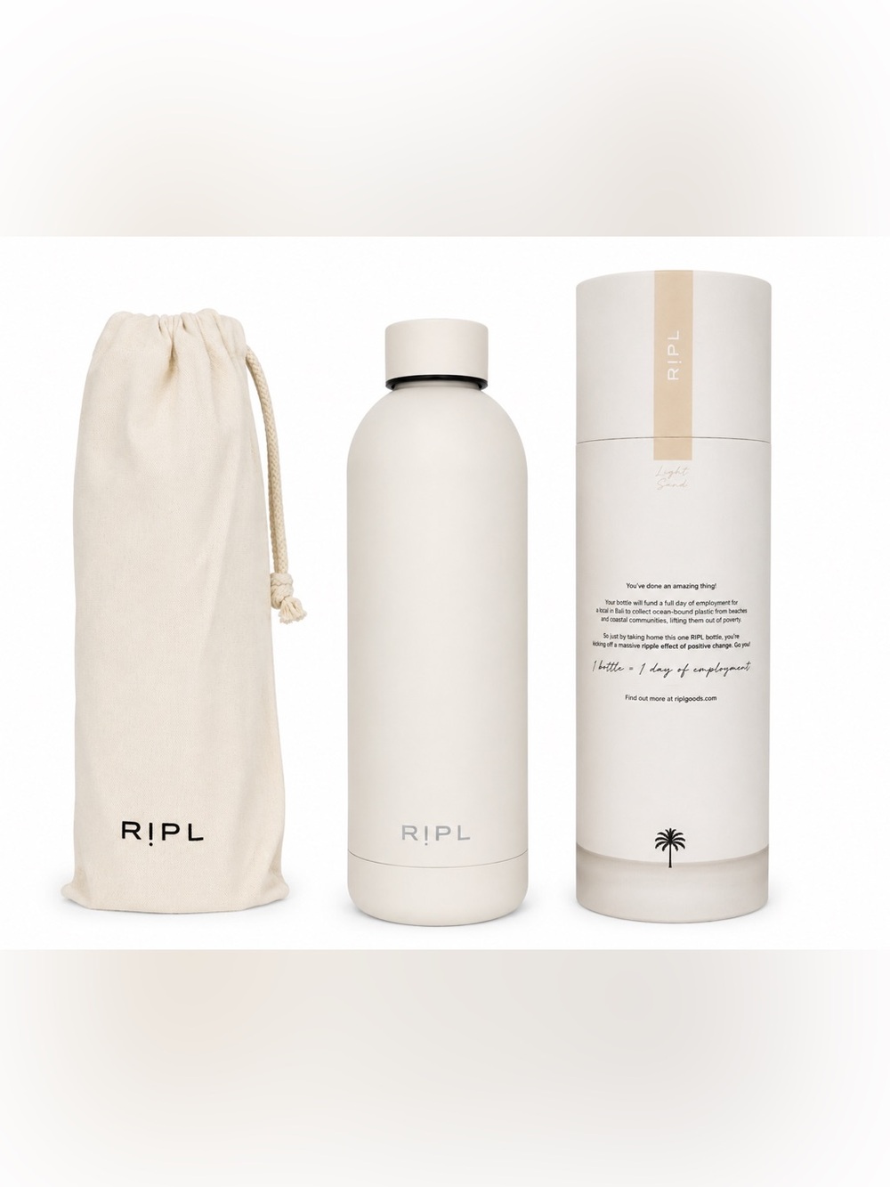 RIPL Matte Light Sand Stainless Insulated Water Bottle 17oz